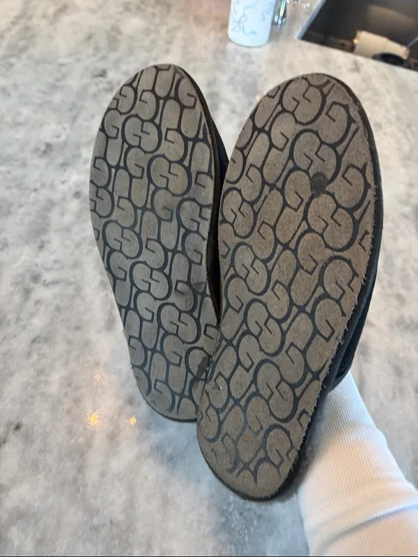 UGG Charcoal Suede Shearling Mule Slippers - Image 4
