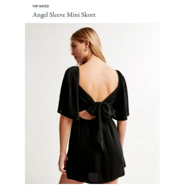 Abercrombie & Fitch Angel Sleeve Mini Skort Dress Women's L Silky Feel Open Back - Image 2