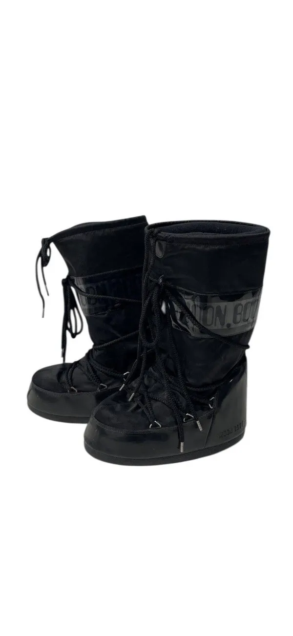 MOON BOOT ICON GLANCE SATIN TALL SNOW SKi BOOTS WOMEN'S BLACK US 7-8.5 39-41 - Image 2