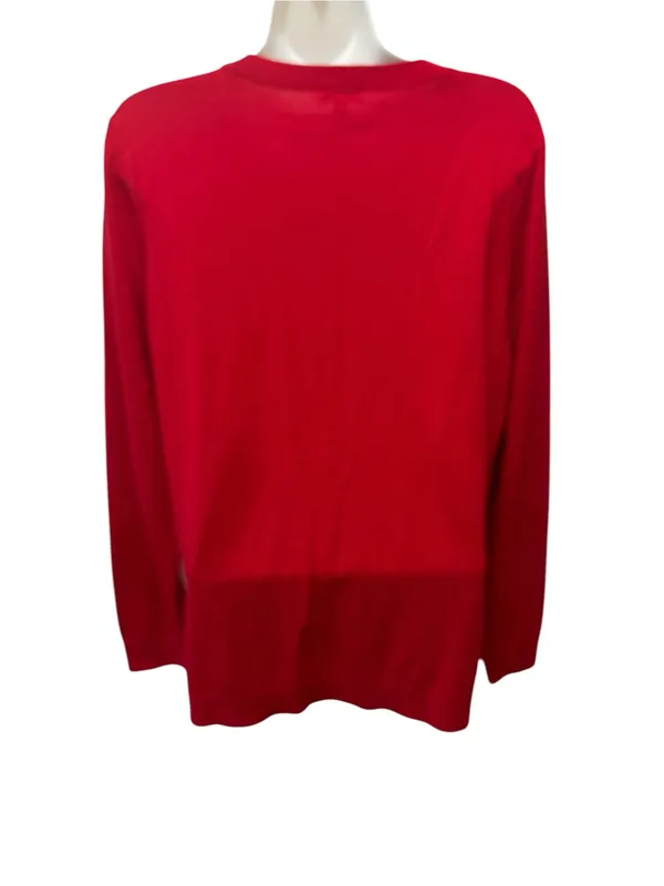 Talbots Cashmere Blend PENGUINS Knit Sweater Sz L Red CrewNeck Fuzzy Soft Lightw - Image 4