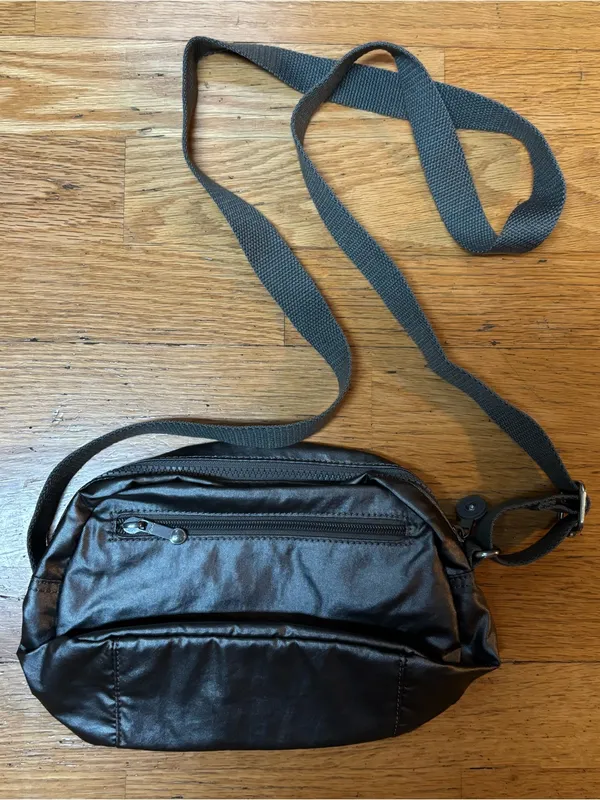 Kipling Silver Gray Stelma Preppy Travel Vacation Outdoor Crossbody Bag Medium - Image 3