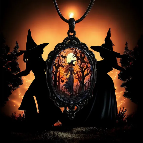 Retro Style Bat Witch Pendant Cameo‎ Black Pendant Necklace Gothic Vintage Style - Image 14