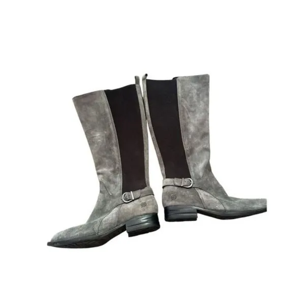 Born Womens Grey Suede Leather Strechy Slip On Riding Knee Boot sz 8 Equestrian - Image 7