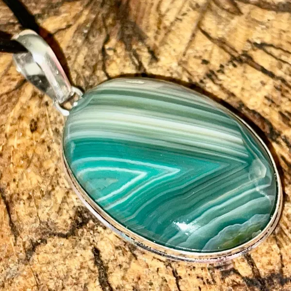 Botswana Agate Pendant 2” Green - Image 6