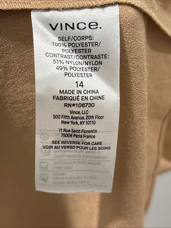 Vince Women’s Mixed Media Panel Asymmetrical Skirt Size 14 Gold Satin NWOT - Image 7