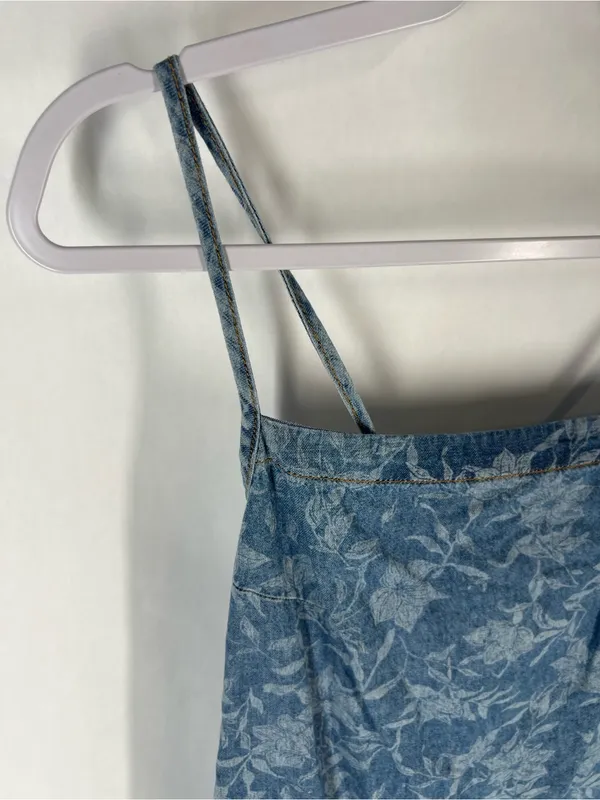 rag & bone Laser Floral Denim Tie Dress Blue Size S - Image 3