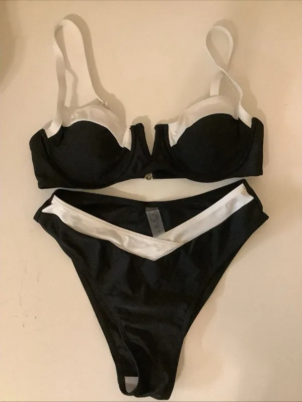 Soly Hux Size Small Black And White High Waist Bikini & Underwire Top New No Tag - Image 2