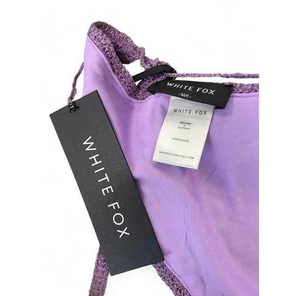 NWT White FOX | S / M | Set Skirt Halter Crochet Outfit Purple Mini Cropped - Image 2