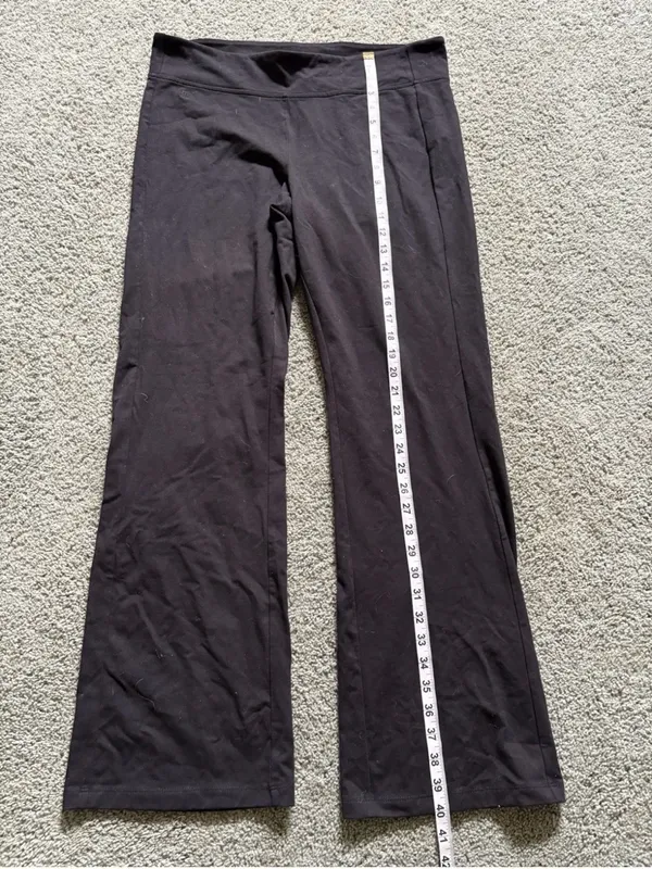 Lauren Ralph Lauren Black Flare Wide Leg Mid Rise Leggings Yoga Pants Womens L - Image 3