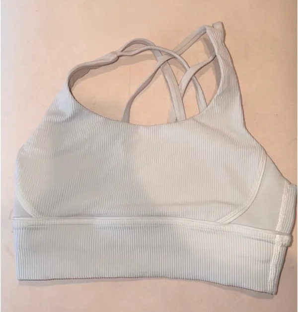 Lululemon Energy Bra Long Line Ribbed White - Image 3