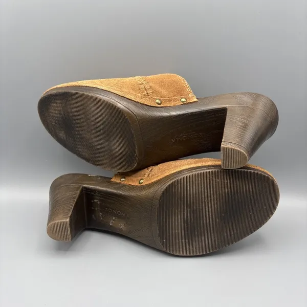 Sonoma Heels Clogs Size 8 Juliette Tan Suede Patchwork Shoes Mules Boho Hippie - Image 8