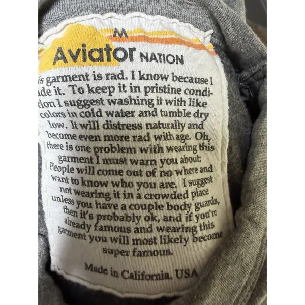 Aviator Nation Logo Stitch Sweatshirt Heather Gray Size Medium‎ - Image 9