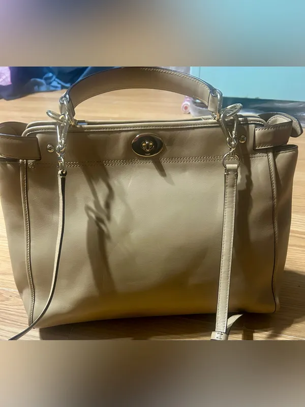 Gorg Authentic Vintage Coach Large Gramercy Leather Satchel – Beige – Pre-Owned - Image 12