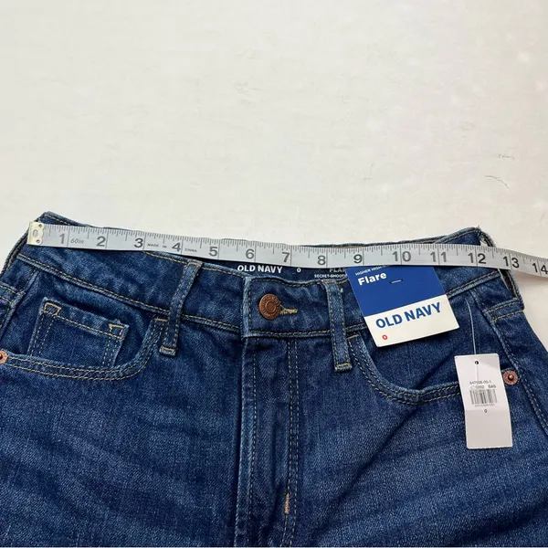Old Navy Higher High Rise Flare Womens Size 0 / 24‎ Waist Blue Denim Jean NEW - Image 7
