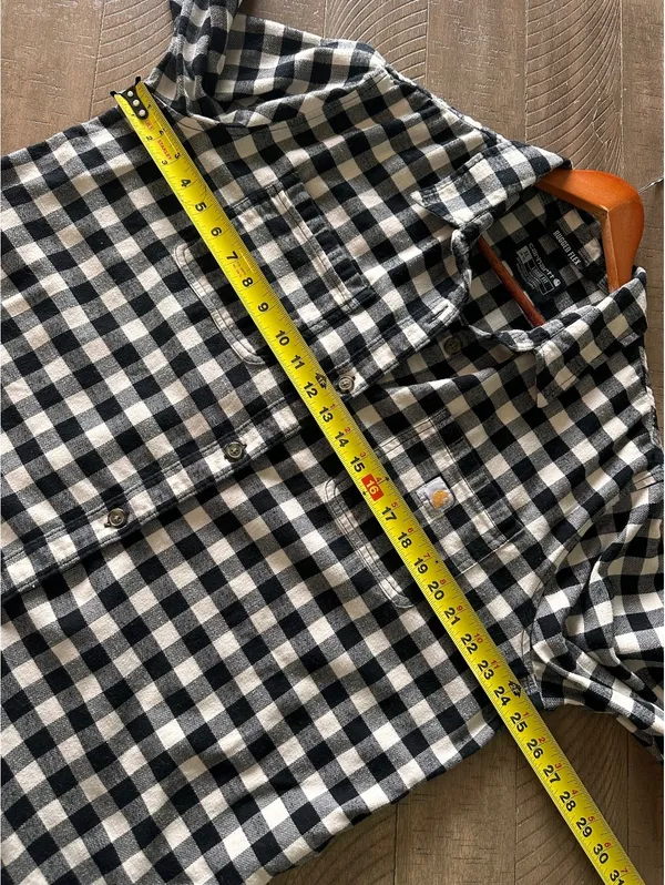 Carhartt Women’s Rugged Flex Loose Midweight Flannel Long Sleeve Plaid Shirt XL - Image 9