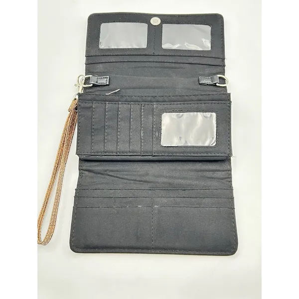 Faux Leather Trifold Brown Wallet Christian Organizer Clutch Matthew 19:26 Cross - Image 4