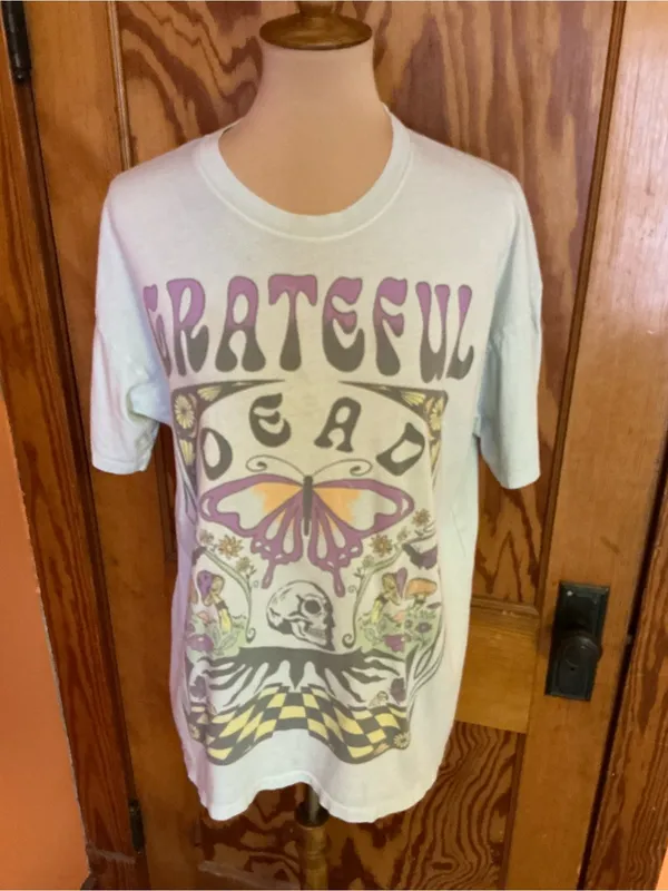 American Eagle Grateful Dead Graphic Tee XS Butterfly Skull Mushroom Band Tee - Image 6