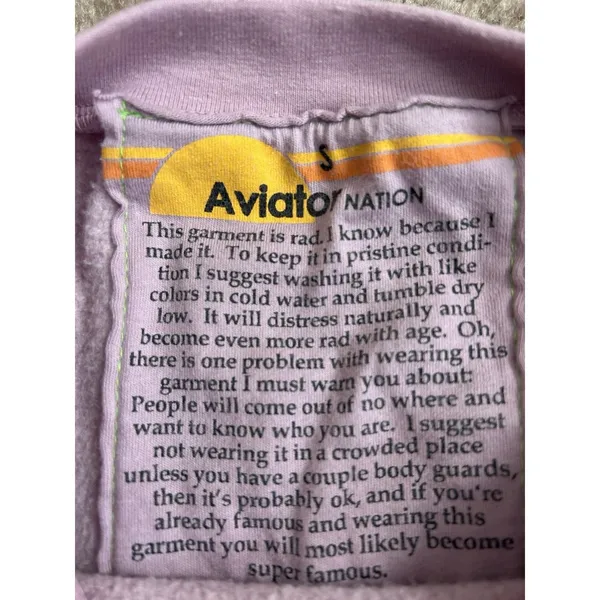 Aviator Nation Mauve Logo Relaxed Crewneck Sweatshirt Small Sold Out! Loungewear - Image 3
