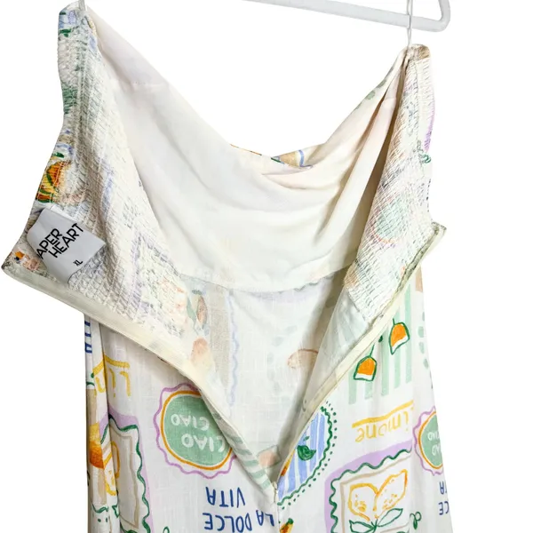 Paper Heart Strapless Fruit Print Maxi Dress Size XL Resort Vacation Linen Boho - Image 13