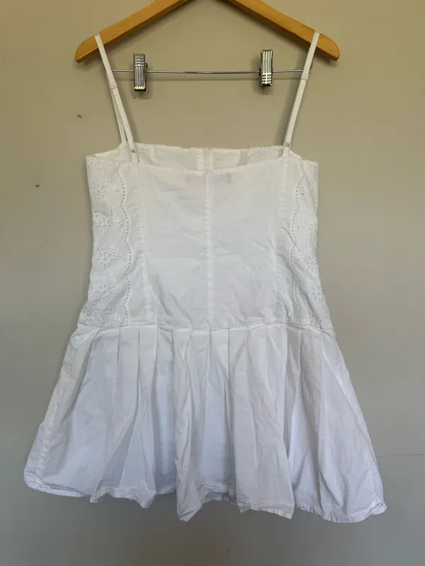 ZARA White Mini Dress With Eyelet Details - Image 4