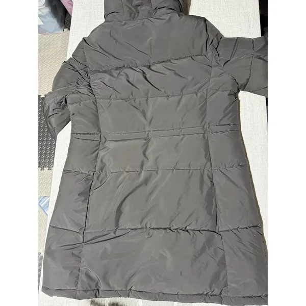 DKNY Womens‎ Long Puffer Parka Jacket Hooded Black Quilted Winter Coat XLarge XL - Image 7
