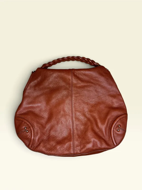 Vintage Bebe Y2K Leather Slouchy Hobo Shoulder Bag Brown Boho Tassel - Image 2