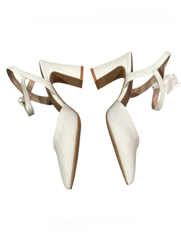 Jo Mercer Alton White Raffia Leather Buckle Block Heel Pointed Toe 37 - Image 2