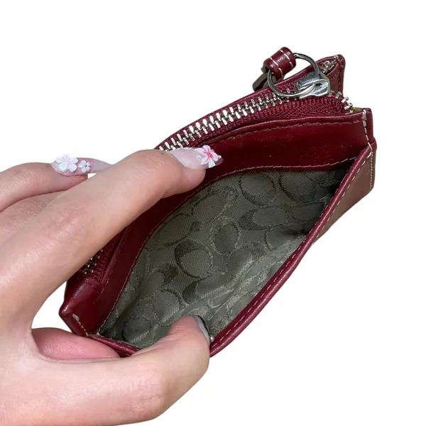 Red Mahogany Vintage Leather Coach Mini Skinny ID Wallet Coin Purse Card Holder - Image 6