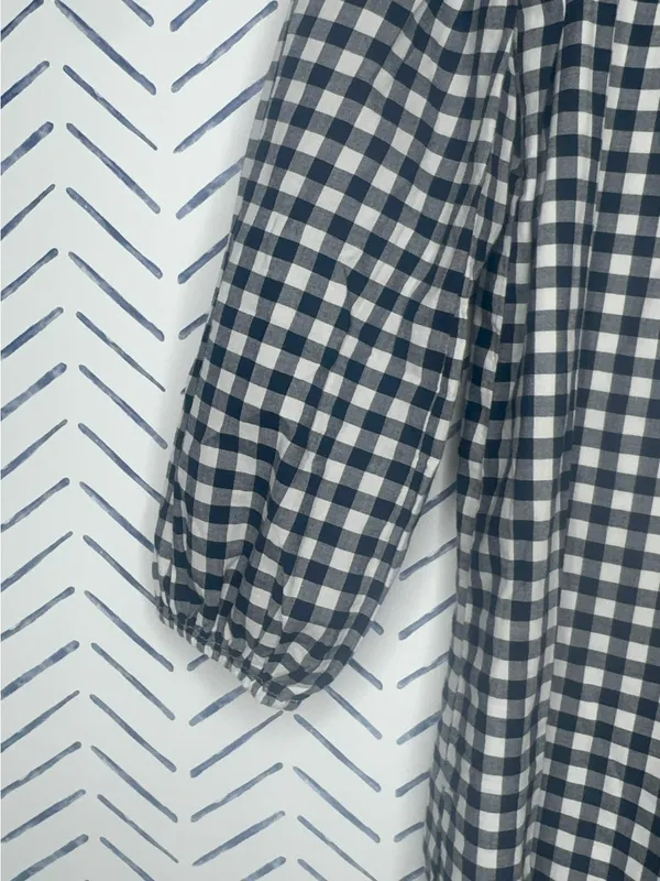 Abercrombie & Fitch navy white gingham off-the-shoulder mini dress size small - Image 3