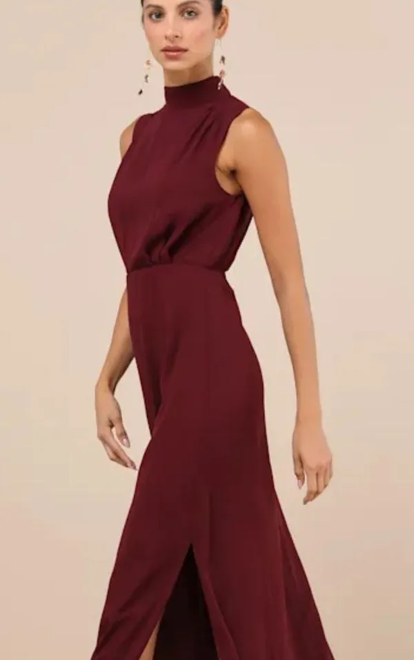 Lulus Elegant Sleeveless Burgundy Dress - Image 3