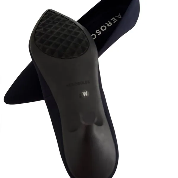 AEROSOLES Point Toe Kitten Heel Pump in Navy Stretch Gabardine Fabric NWOT - Image 3