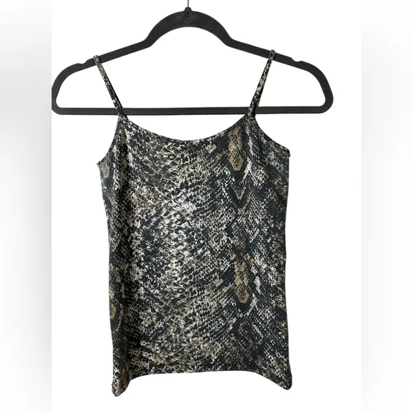 Zara Collection Snake Print Cami Top‎ Spaghetii Strap Black Gold Tan Size S - Image 6