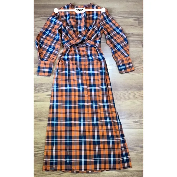 STAUD Crosshill Gingham Midi Dress Open Back Summer Dress Size Small - Image 4