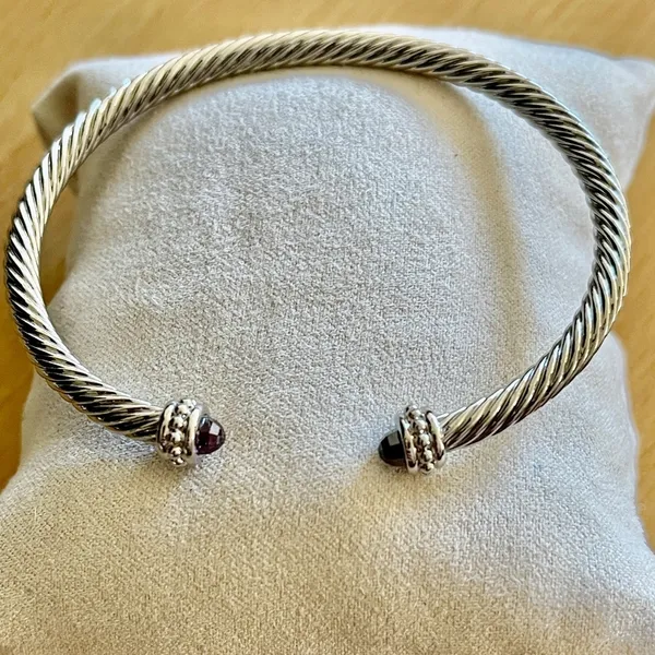 Silver Cable Bracelet with Amethyst Accents - Image 5