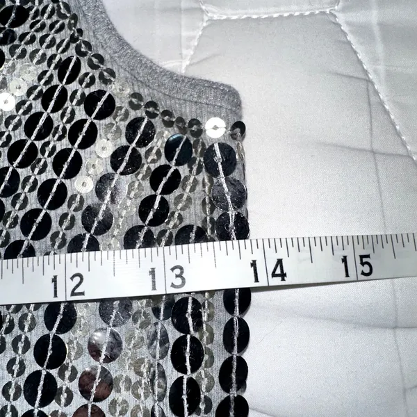 Michael Kors Womens Size Medium Silver Sequined Jersy Stretch Tank Top - Image 5