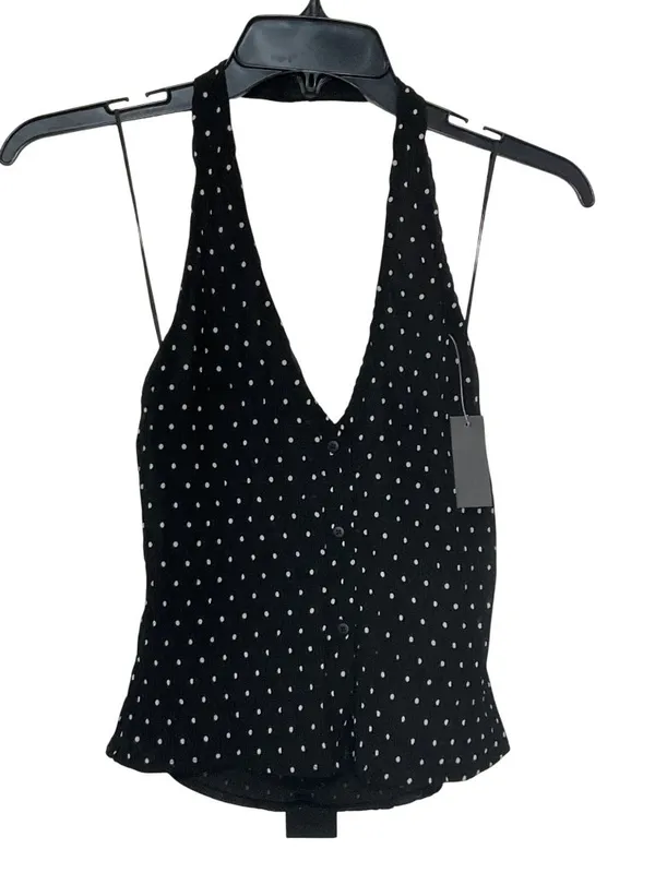 LIONESS Brat Halter Top in Onyx Polka XSmall New Womens Sleeveless Tank - Image 5