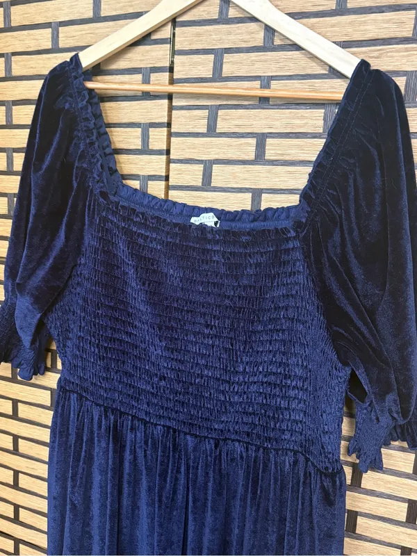 Baltic Born Navy Velvet Smocked Tiered Maxi Dress Size 2X - Image 3