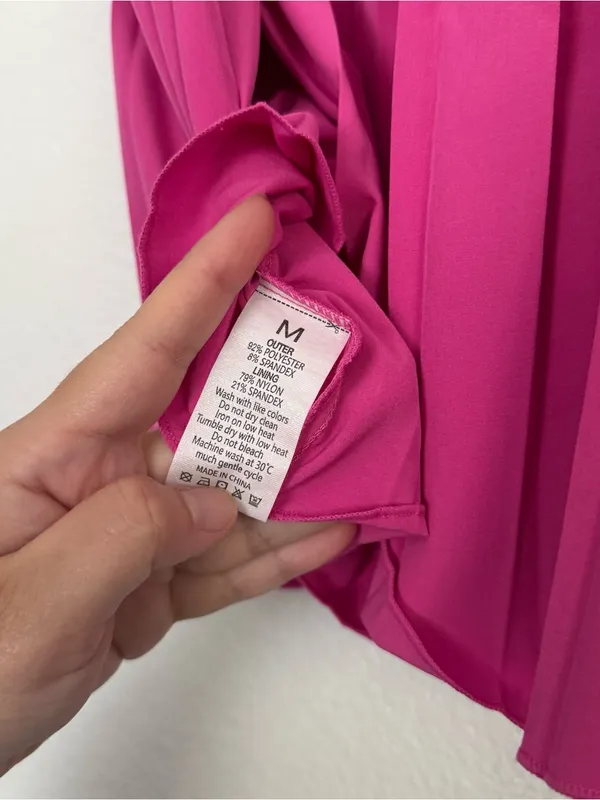 Pink Pleated Mini Skirt Medium - Image 3