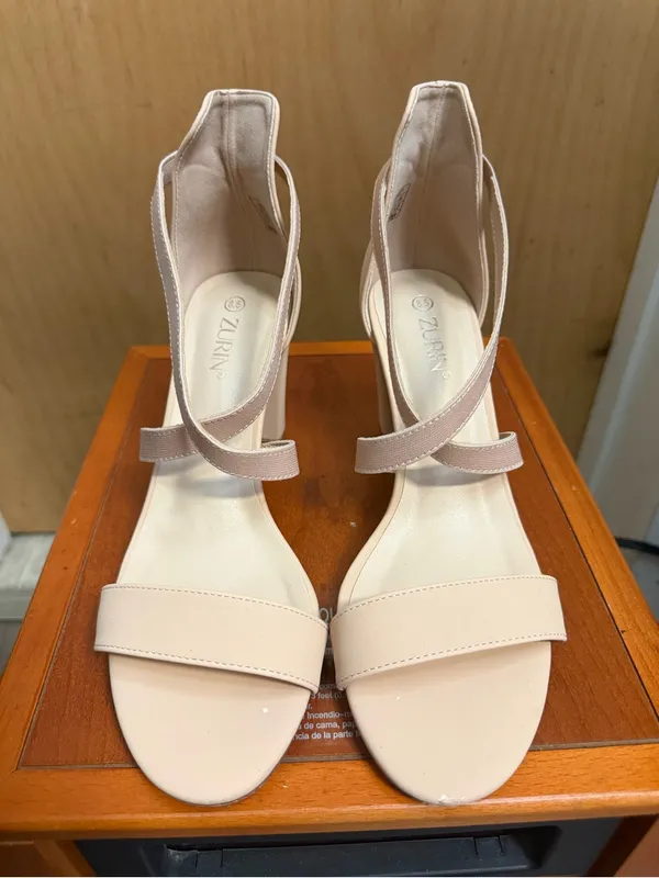 Zurin Women’s Nude Block Heel Sandals Ankle Strap Dress Heels. Size 8.5 - Image 2