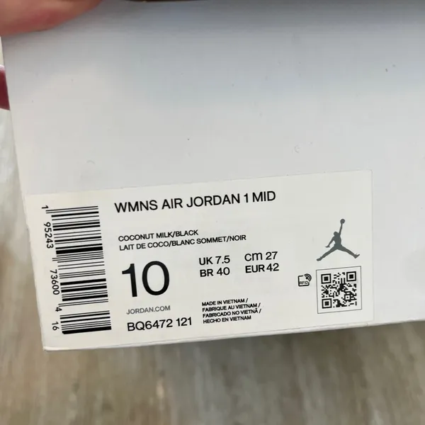 Womens Nike BQ6472-121 Jordan 1 Mid Coconut Milk Sneakers - 10 - Image 3