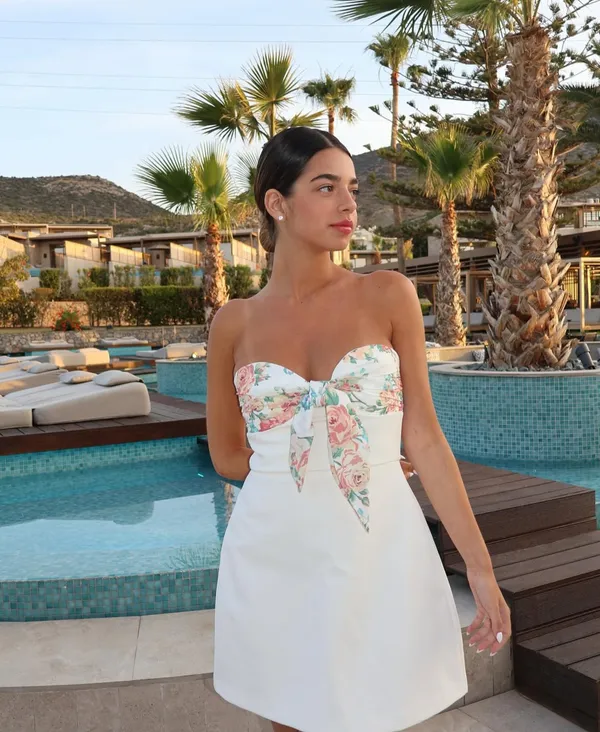 ZARA Floral White Strapless Dress - Image 2