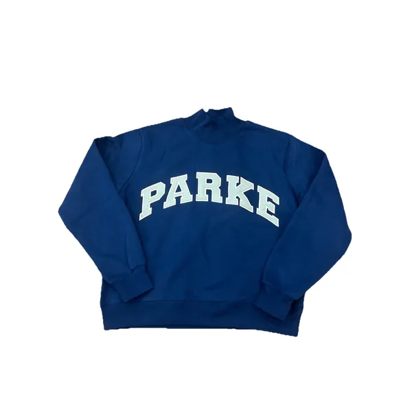 Parke Varsity Blue Turtleneck Sweatshirt In Winter Berry S/M NWOT Fleece - Image 2