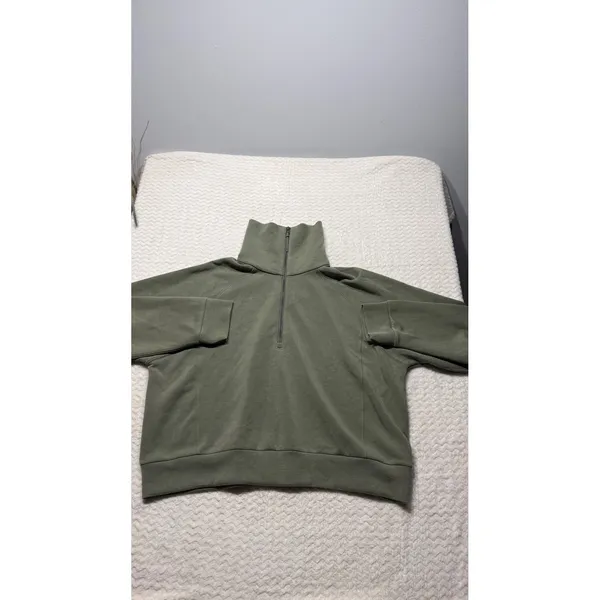Spanx AirEssentials Half Zip Pullover Olive Green Sweatshirt 1X Tall 4709 - Image 2