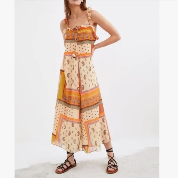 NWT‎ Zara paisley mixed print ruffle maxi dress - Image 3
