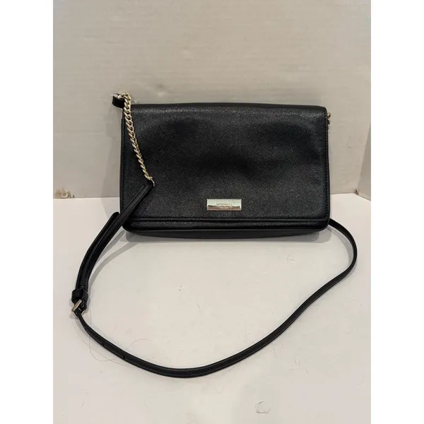 Kate‎ Spade Crossbody Bag Black Alek Tilden Place Coated Leather Gold Chain - Image 2