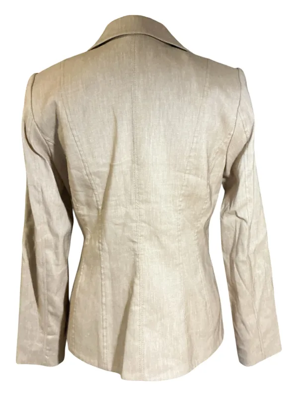 White House Black Market Tan Linen-Blend Fitted Blazer Jacket | Size 8 - Image 2