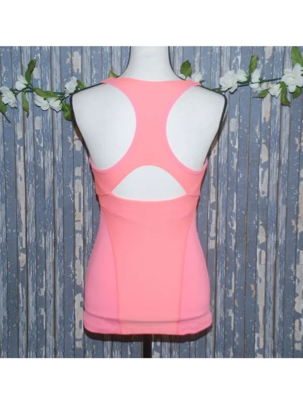 Lorna Jane Size S Racerback Hot Pink Athletic Tank Lined Spandex Built in Bra - Image 5