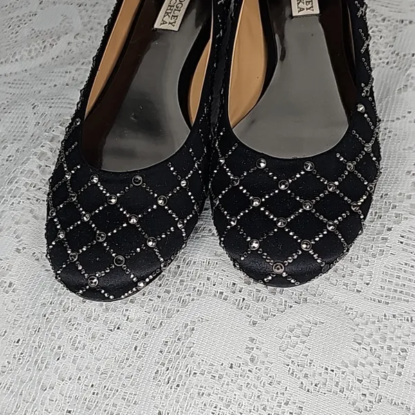 Badgley Mischka Sheila ballet black jeweled slip on flats sz 8 - Image 3