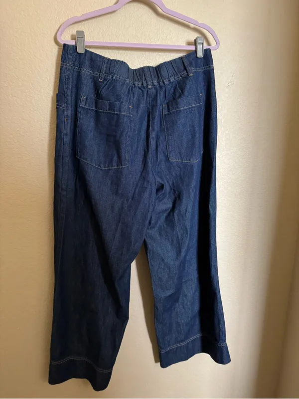 MAYE Goldie Wide Leg Crop Jeans Sz XL Indigo Blue NEW - Image 7