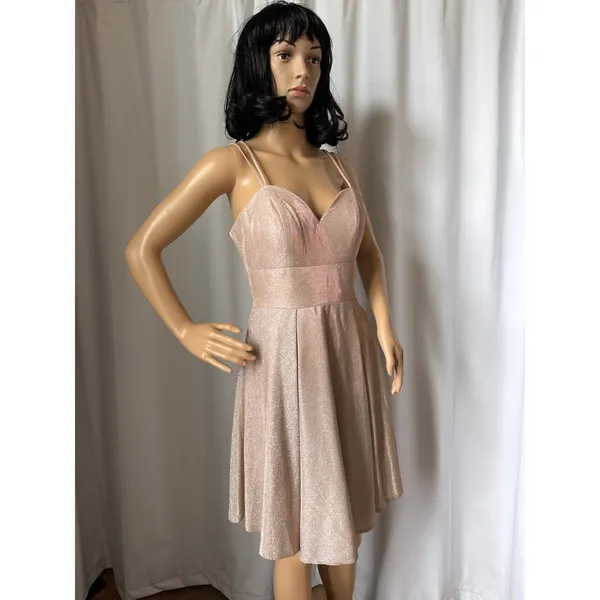 Chic Boutique NY gold glittery cocktail homecoming short dress corset medium - Image 3